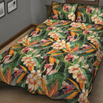 Watercolor Bird Of Paradise Print Quilt Bed Set