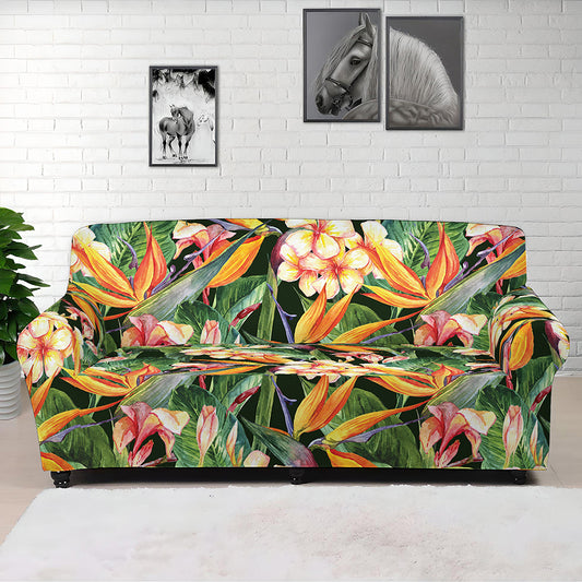 Watercolor Bird Of Paradise Print Sofa Cover