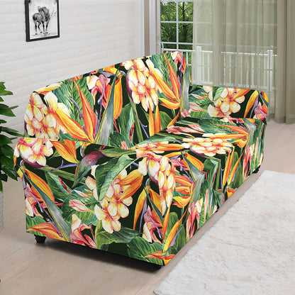 Watercolor Bird Of Paradise Print Sofa Cover
