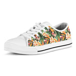 Watercolor Bird Of Paradise Print White Low Top Shoes