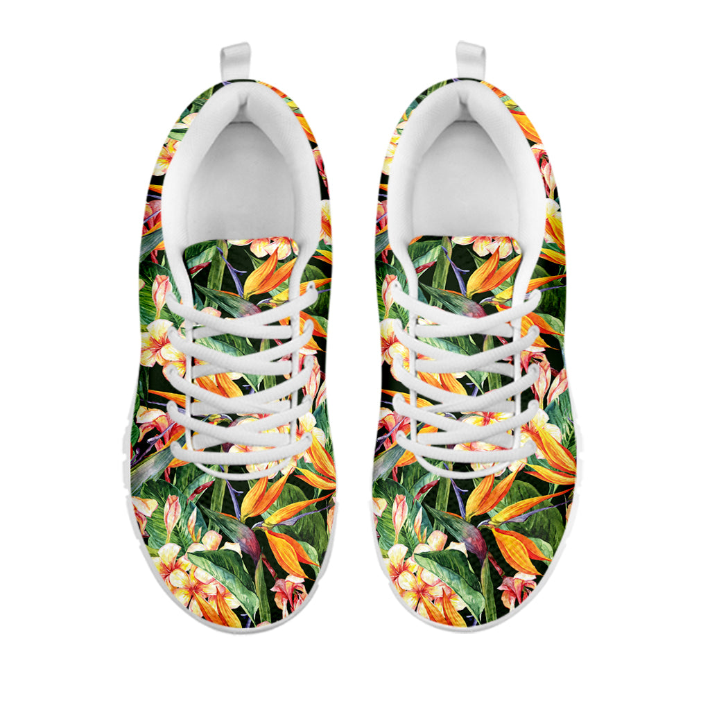 Watercolor Bird Of Paradise Print White Sneakers