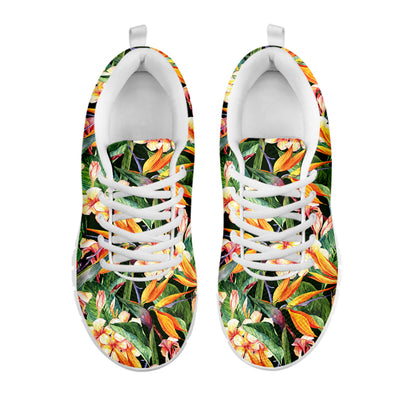 Watercolor Bird Of Paradise Print White Sneakers