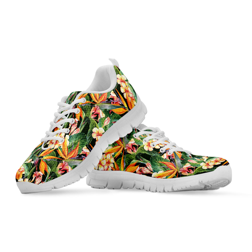 Watercolor Bird Of Paradise Print White Sneakers