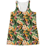 Watercolor Bird Of Paradise Print Women's Racerback Tank Top