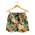 Watercolor Bird Of Paradise Print Women's Shorts