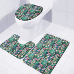 Watercolor Blooming Cactus Print 3 Piece Bath Mat Set