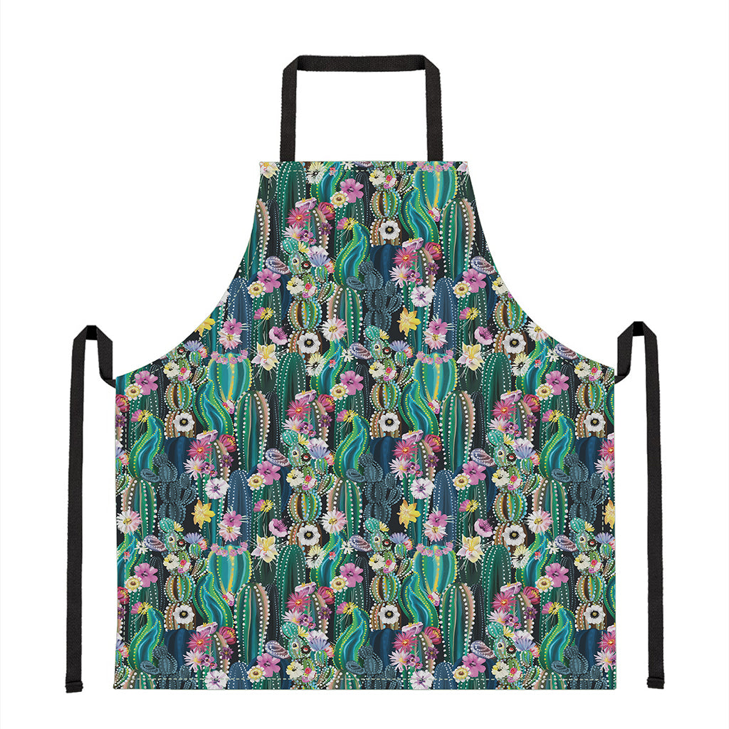 Watercolor Blooming Cactus Print Apron