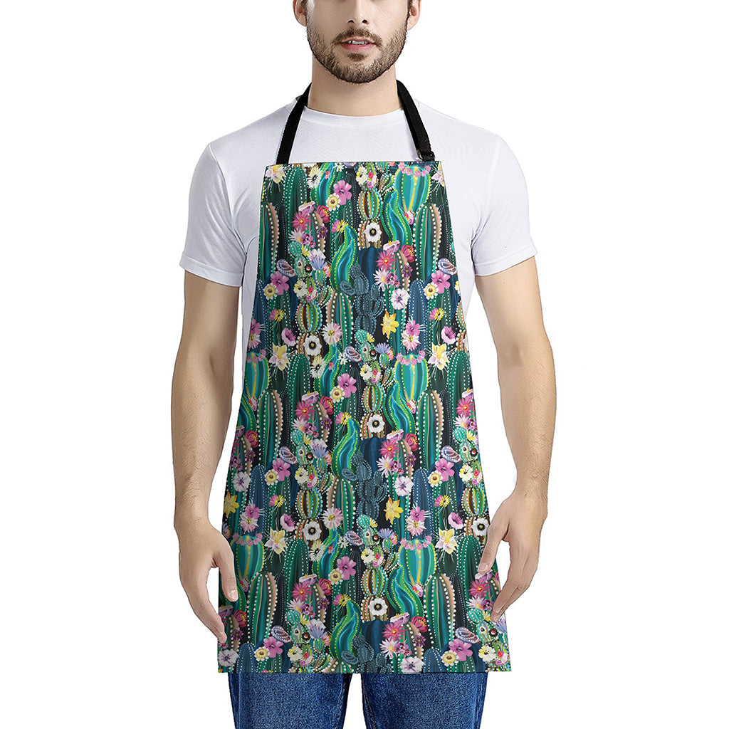 Watercolor Blooming Cactus Print Apron