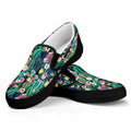 Watercolor Blooming Cactus Print Black Slip On Sneakers