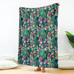 Watercolor Blooming Cactus Print Blanket