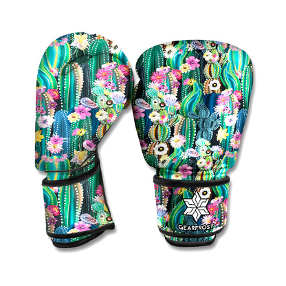 Watercolor Blooming Cactus Print Boxing Gloves