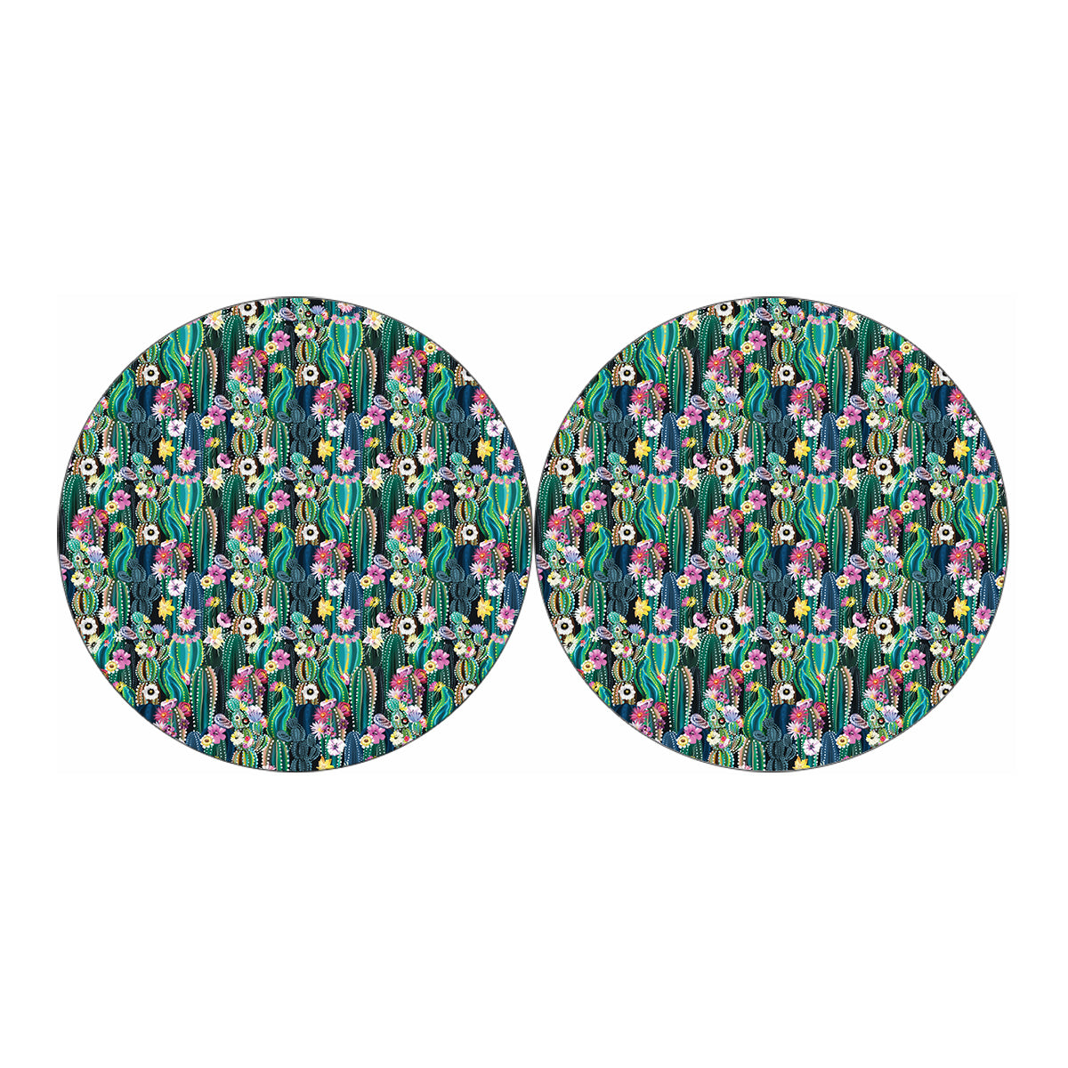 Watercolor Blooming Cactus Print Car Coasters