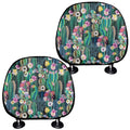 Watercolor Blooming Cactus Print Car Headrest Covers