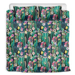 Watercolor Blooming Cactus Print Duvet Cover Bedding Set