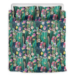 Watercolor Blooming Cactus Print Duvet Cover Bedding Set