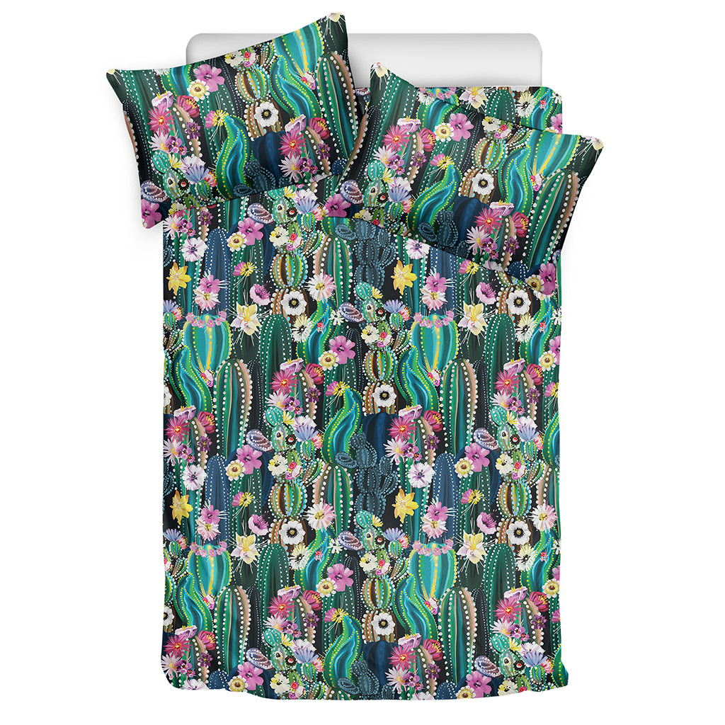 Watercolor Blooming Cactus Print Duvet Cover Bedding Set