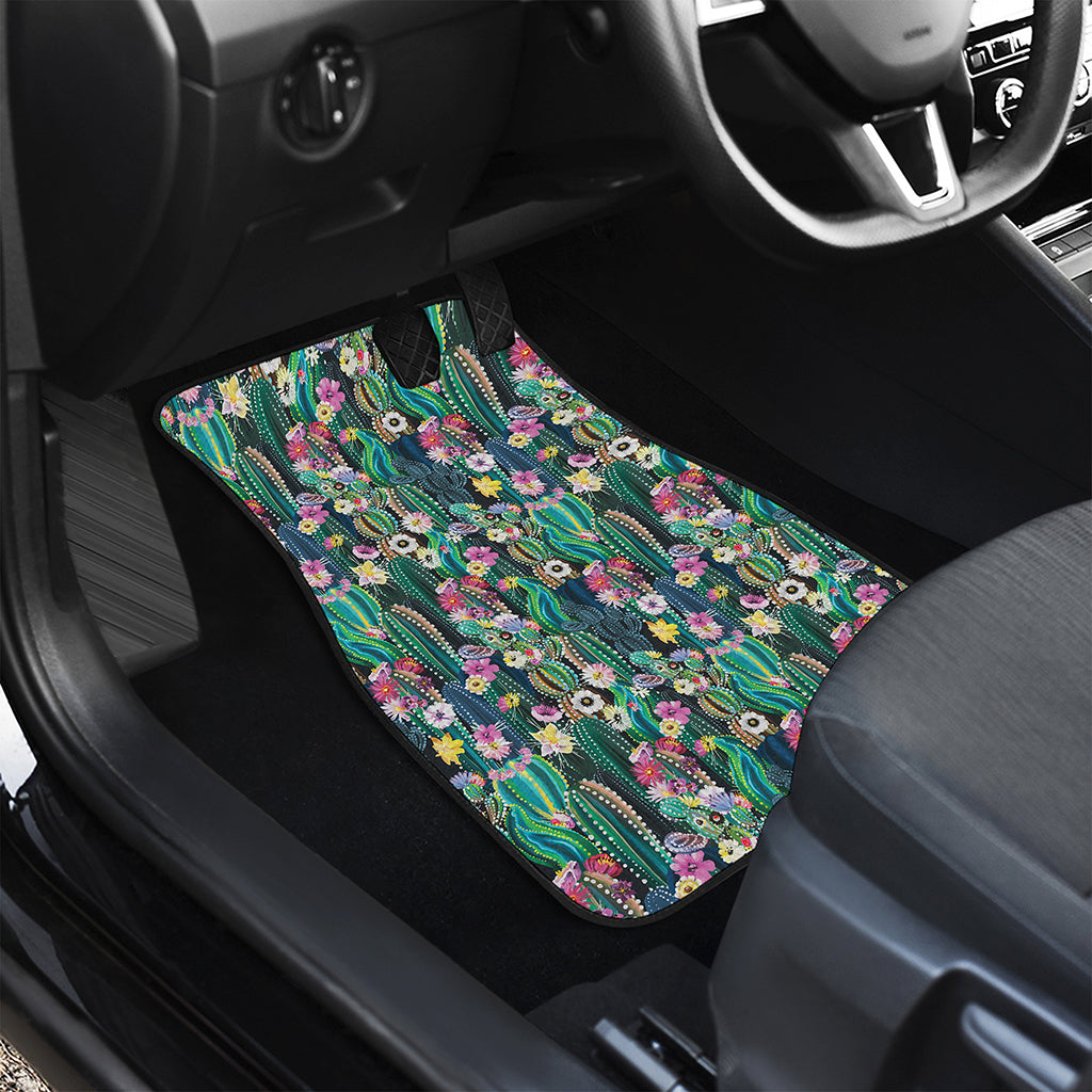 Watercolor Blooming Cactus Print Front and Back Car Floor Mats