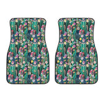 Watercolor Blooming Cactus Print Front Car Floor Mats