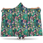 Watercolor Blooming Cactus Print Hooded Blanket