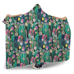 Watercolor Blooming Cactus Print Hooded Blanket