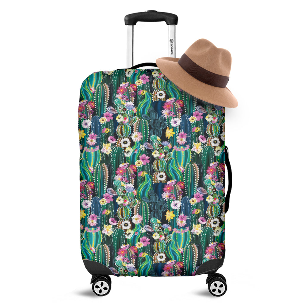 Watercolor Blooming Cactus Print Luggage Cover