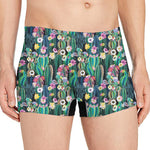 Watercolor Blooming Cactus Print Men's Boxer Briefs