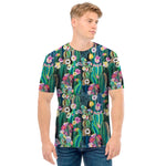 Watercolor Blooming Cactus Print Men's T-Shirt