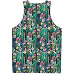 Watercolor Blooming Cactus Print Men's Tank Top
