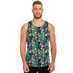 Watercolor Blooming Cactus Print Men's Tank Top