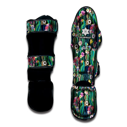 Watercolor Blooming Cactus Print Muay Thai Shin Guard