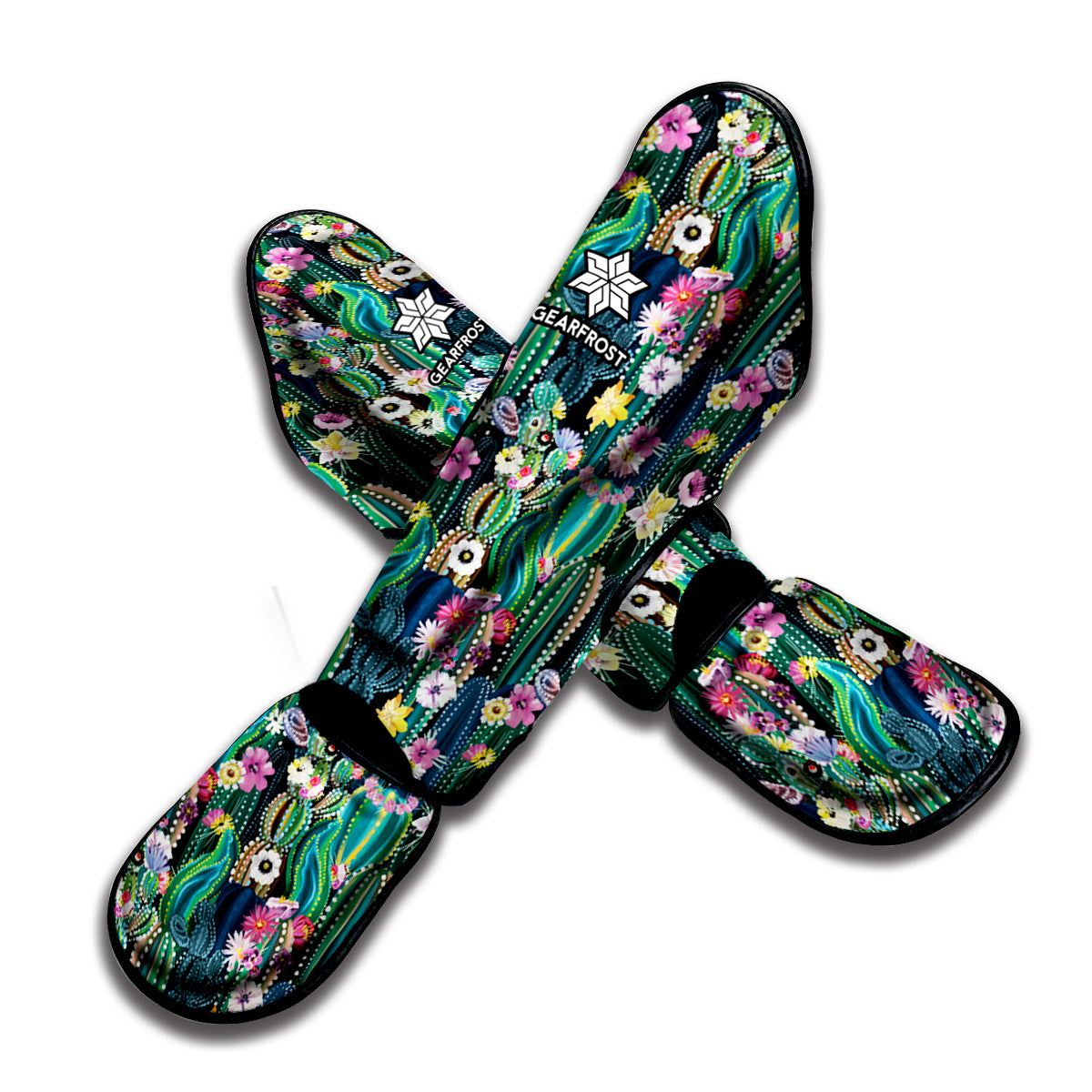 Watercolor Blooming Cactus Print Muay Thai Shin Guard