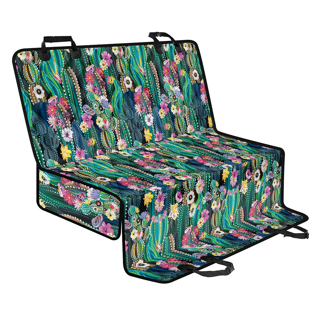 Watercolor Blooming Cactus Print Pet Car Back Seat Cover