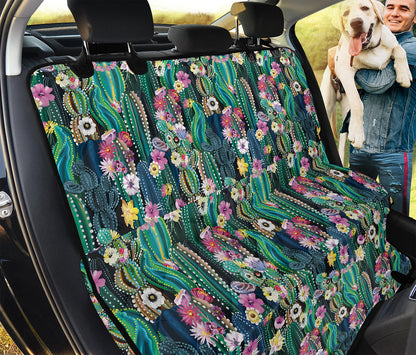 Watercolor Blooming Cactus Print Pet Car Back Seat Cover