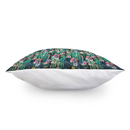 Watercolor Blooming Cactus Print Pillow Cover