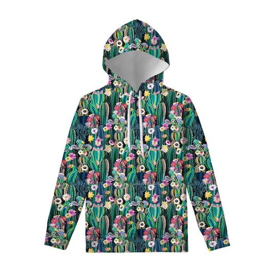 Watercolor Blooming Cactus Print Pullover Hoodie