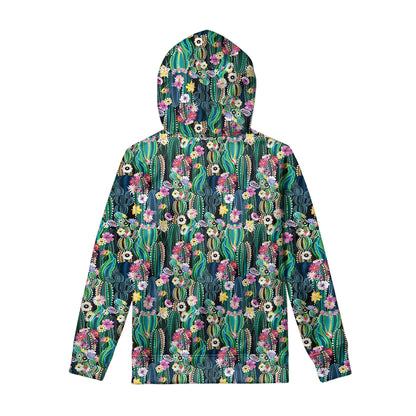 Watercolor Blooming Cactus Print Pullover Hoodie