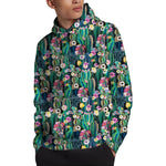 Watercolor Blooming Cactus Print Pullover Hoodie