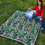 Watercolor Blooming Cactus Print Quilt
