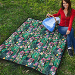 Watercolor Blooming Cactus Print Quilt