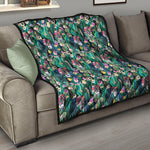 Watercolor Blooming Cactus Print Quilt