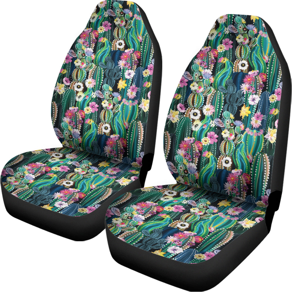 Watercolor Blooming Cactus Print Universal Fit Car Seat Covers
