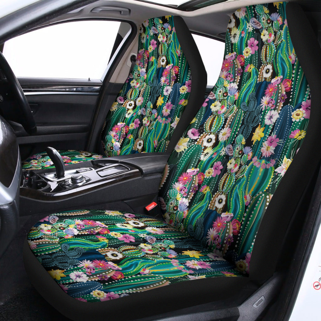 Watercolor Blooming Cactus Print Universal Fit Car Seat Covers