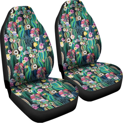 Watercolor Blooming Cactus Print Universal Fit Car Seat Covers