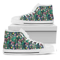 Watercolor Blooming Cactus Print White High Top Sneakers