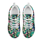 Watercolor Blooming Cactus Print White Sneakers