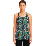 Watercolor Blooming Cactus Print Women's Racerback Tank Top