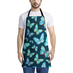 Watercolor Blue Butterfly Pattern Print Apron