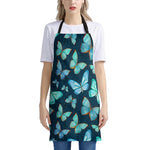 Watercolor Blue Butterfly Pattern Print Apron