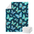Watercolor Blue Butterfly Pattern Print Blanket