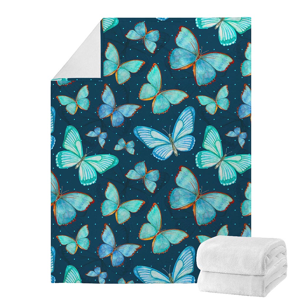 Watercolor Blue Butterfly Pattern Print Blanket
